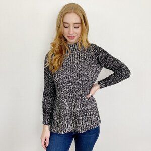 ZARA KNIT Black & White Turtleneck Sweater Small